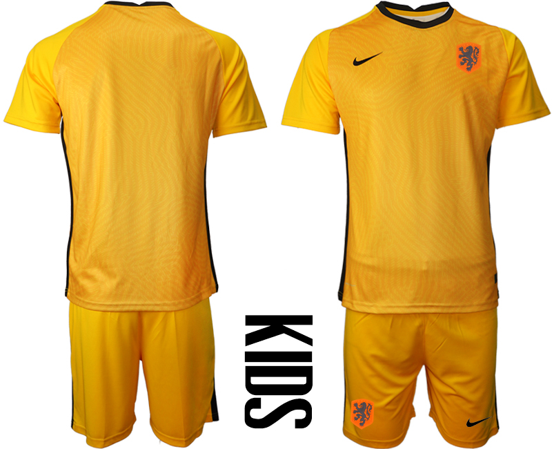 2021 European Cup Netherlands yellow goalkeeper Youth soccer jerseys->youth soccer jersey->Youth Jersey